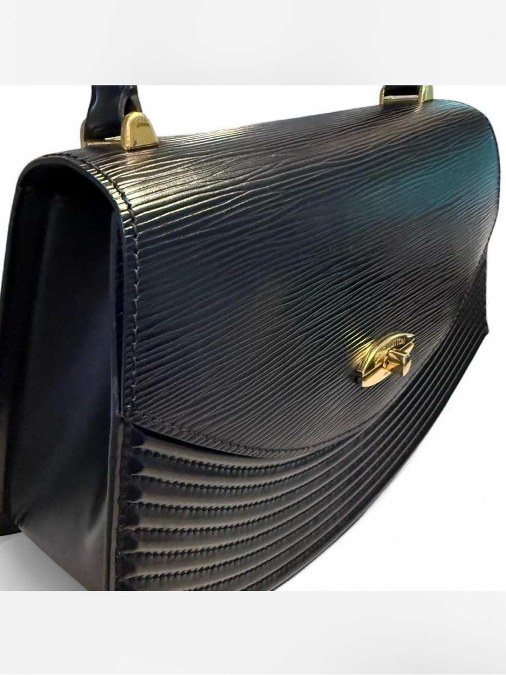 Authentic Louis Vuitton Tilsitt Shoulder Bag | Black Epi Leather | Gold Hardware - Picture 8 of 10